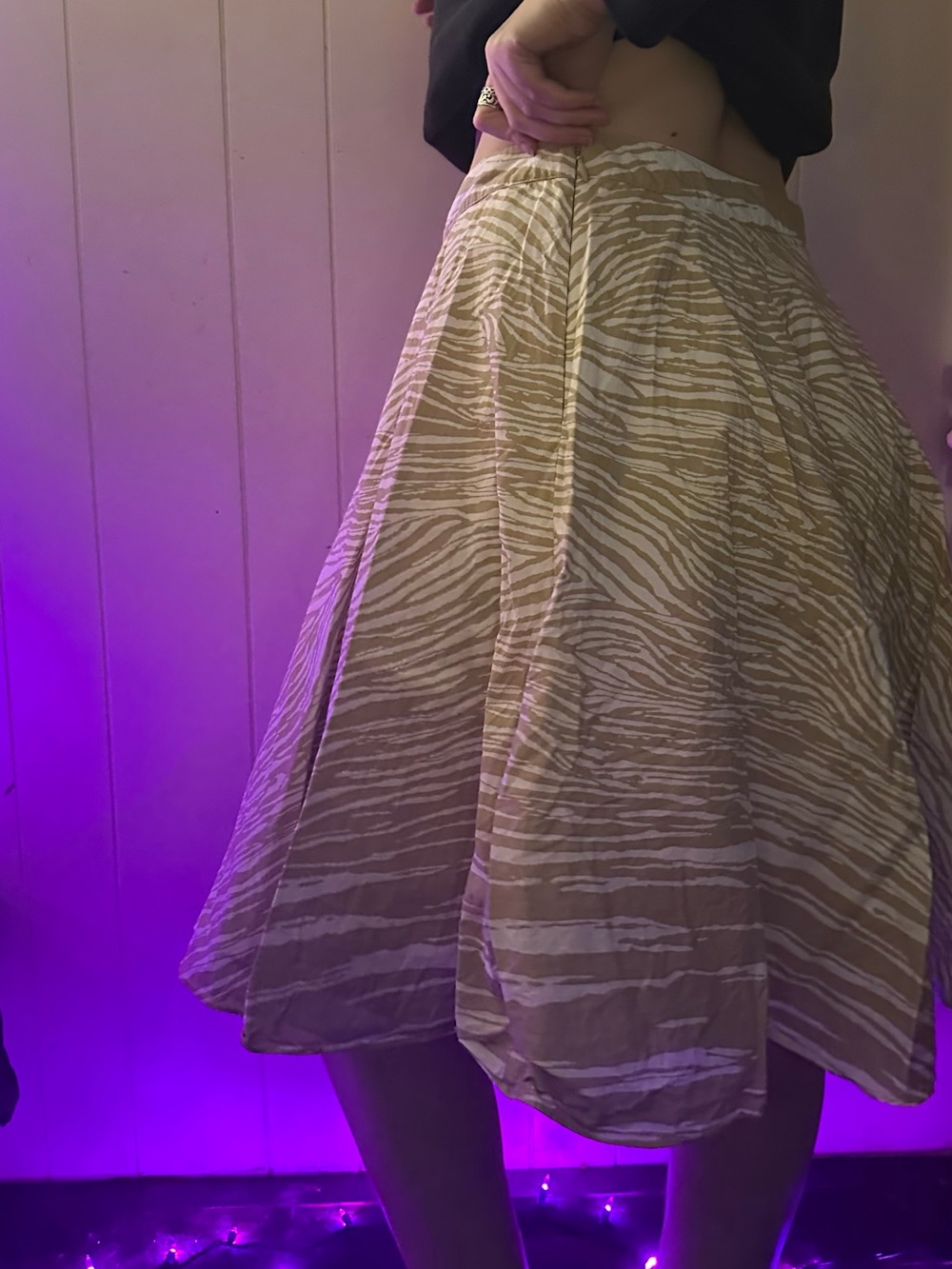 90’s Animal Print Covington Cotton & Spandex Plus Size Mini Skirt Beige & White